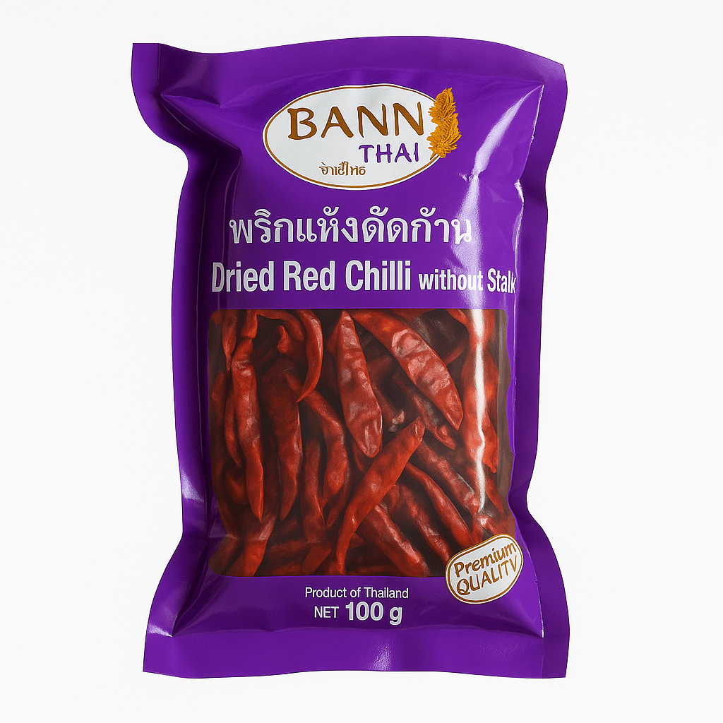Torkad röd chili utan stjälk – Bann Thai 100g___
