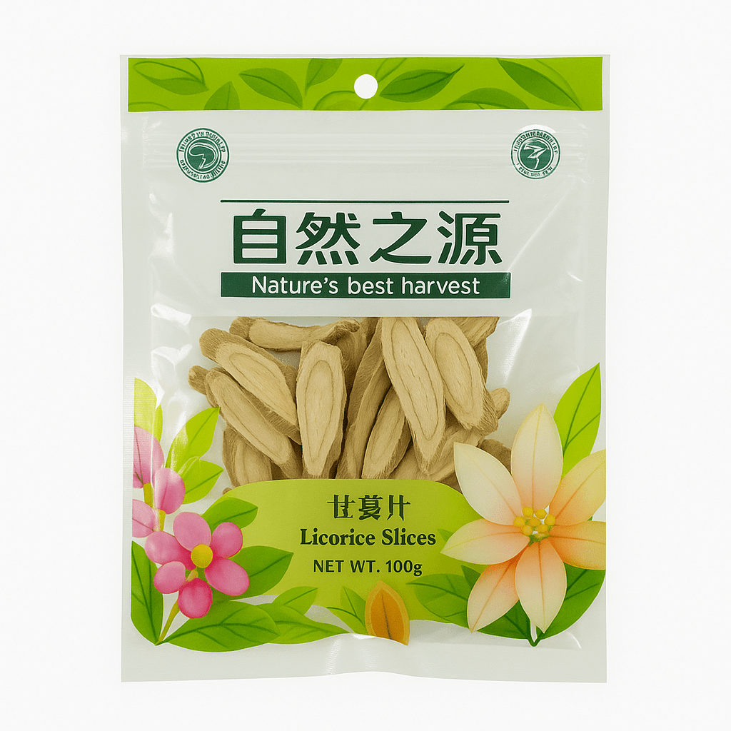 Torkad lakritsrot i skivor (Gan Cao Pian) – Nature’s Best Harvest 100g___