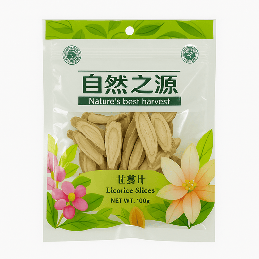 Torkad lakritsrot i skivor (Gan Cao Pian) – Nature’s Best Harvest 100g___