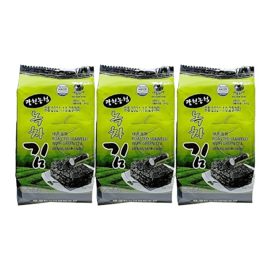 Roasted Seaweed med Green Tea smak (Koreansk sjögrässnack) (4g x 3 bag)___